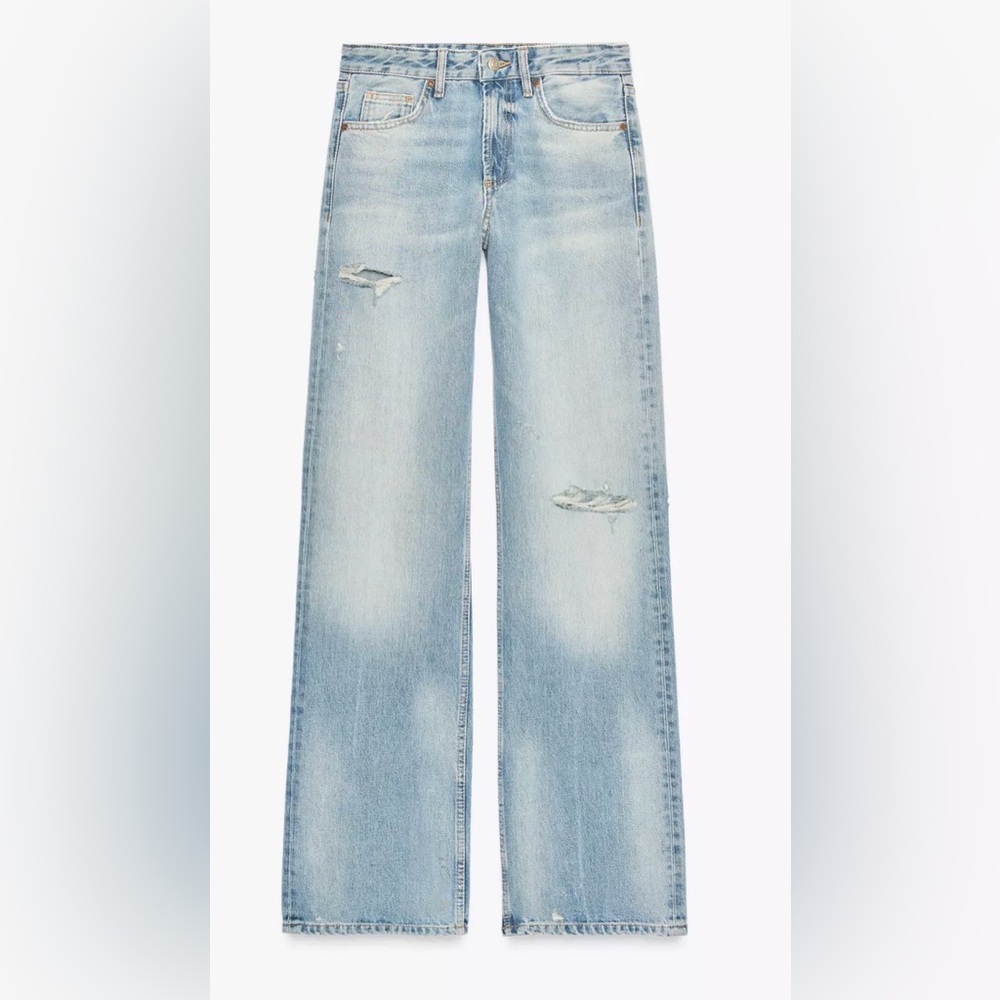 Zara Light Blue wide leg mid rise Jeans